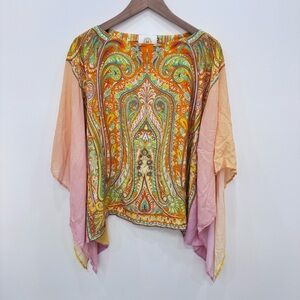 NicoBlu Capri Tunic Women’s Blush Pink Orange French Regency Paisley Print XS-M